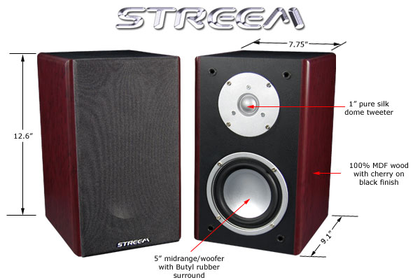Streem RW-240 surround/bookshelf speakers details and dimensions
